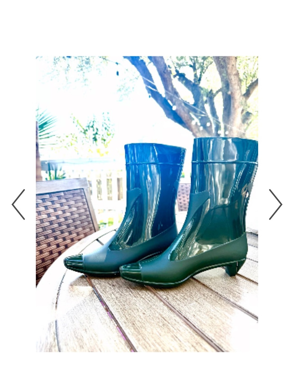 Jeffrey Campbell Green Patent Mid-Calf Heeled Rain Boots